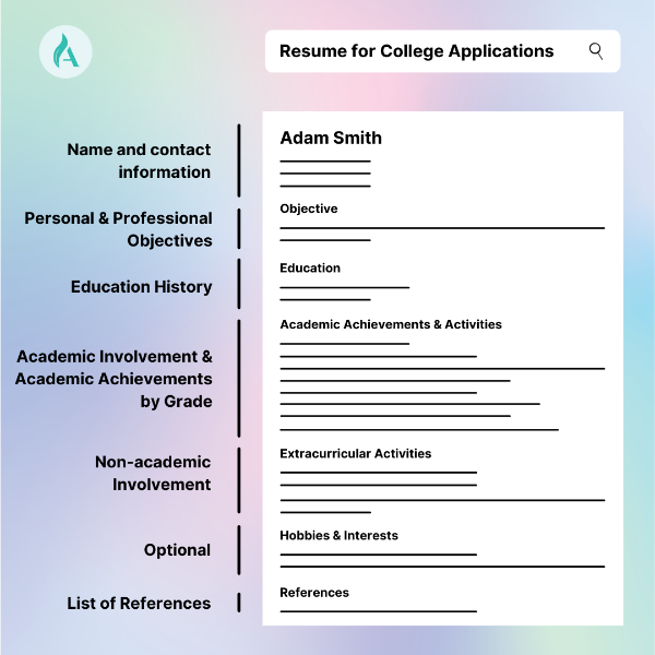 college app resume format