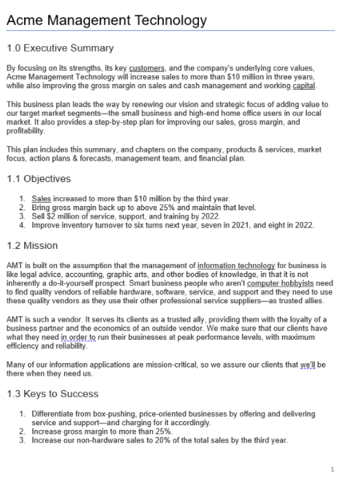 How to Write a Business Plan 1 acme business plan