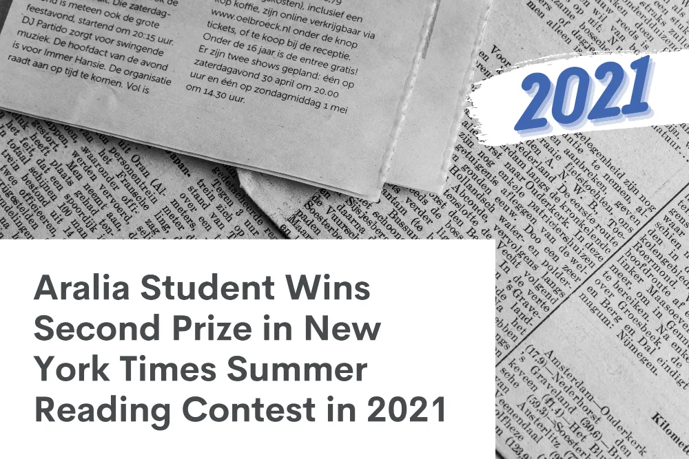 Aralia Student Wins Second Prize in New York Times Summer Reading Contest 2021