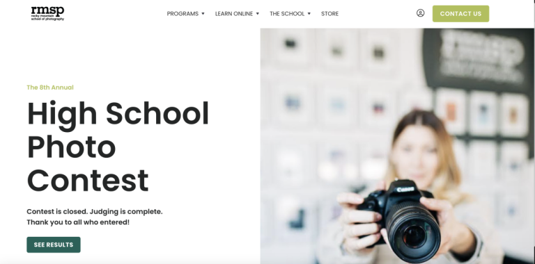 rocky mountain school of photography high school photo contest screenshot