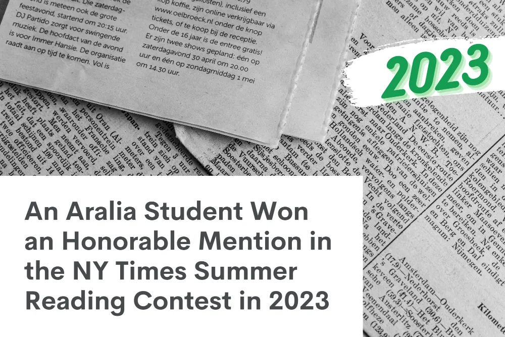 An Aralia Student Won An Honorable Mention In The New York Times Summer