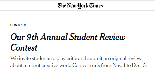 Nyt review contest screenshot