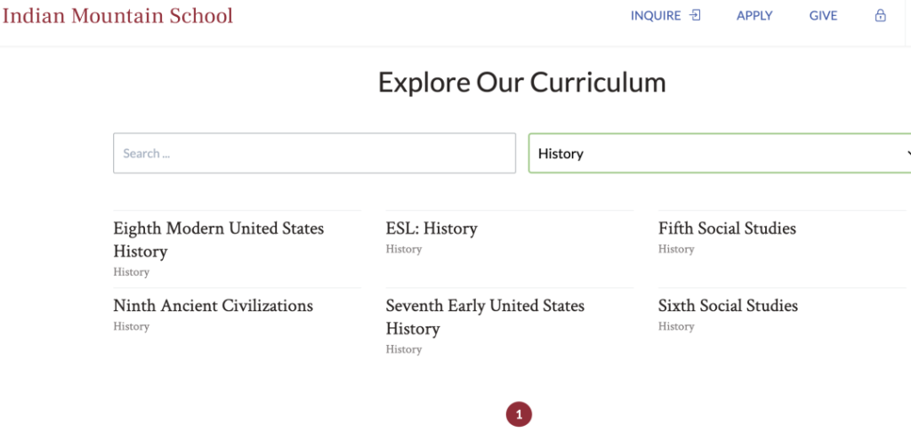 indian mountain school website history class