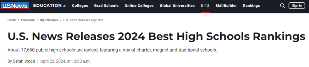US NEWS 2024 best high schools
