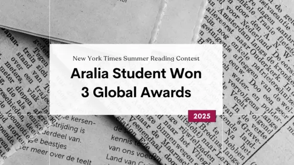 New York Times Summer Reading Contest Aralia Student Earns Honorable Mention