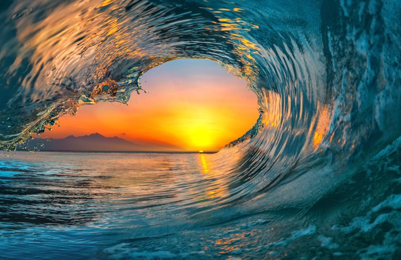 Sunset Sea water ocean wave